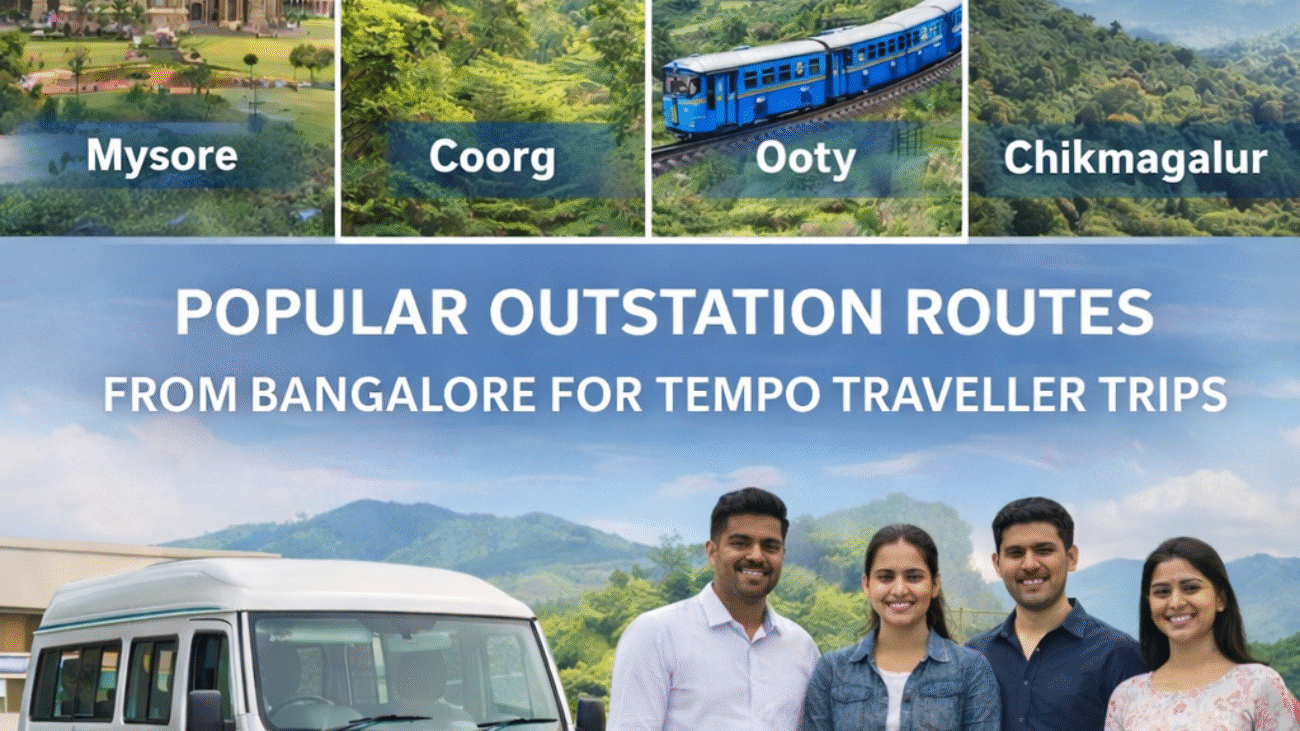 Popular Outstation Routes from Bangalore for Tempo Traveller Trips